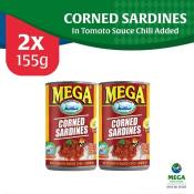 Mega Corned Sardines In In Tomato Sauce with Chili 155G By 2'S