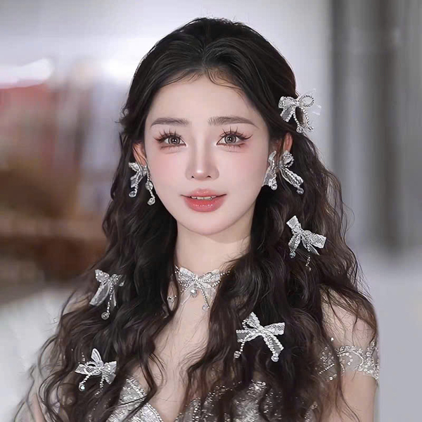 Set 5 Kẹp Tóc Nơ Đính Đá Pha Lê Kèm Đôi Bông Tai Cao Cấp Cho Cô Dâu t7-2026 GIANGPKC