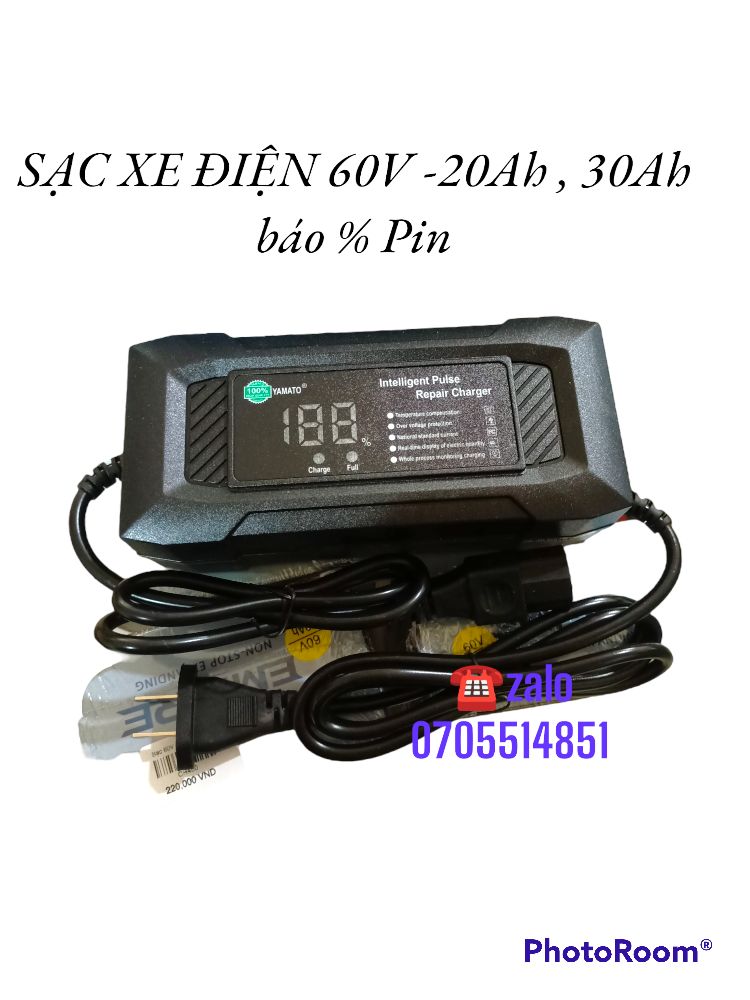 LZD Sạc xe điện 60V -20ah 30ah cho xe  Xmen  Vespa  Go go.. có báo phần trăm pin - Chống phồng bình