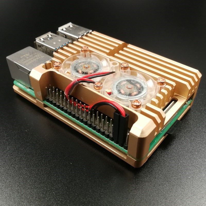 Raspberry pi 4/3 aluminum case with dual cooling fan metal shell black enclosure for rpi raspberry pi 4b/3b/3b+