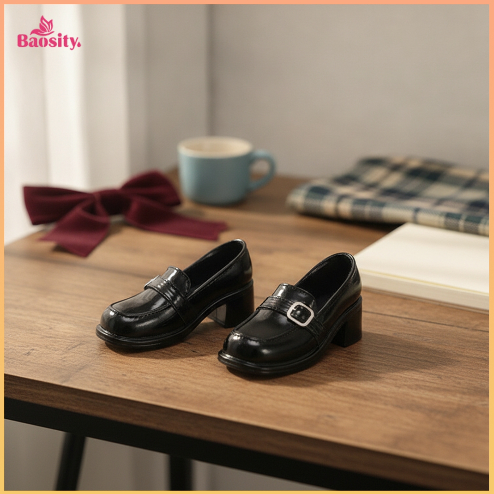 Baosity 1/4 Scale Doll Loafers with Buckle Slip-on BJD Doll Shoes Glossy BJD Shoes Low-Heel ราคา 552 บาท*ส่งฟรี