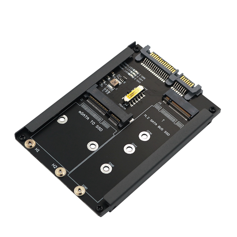 (BGIC) 2In1 MSATA + B Key/B+M Key M.2 SSD to 2.5 SATA Adapter Card with Enclosure Socket for M2 NGFF SATA3 2230 2242 2260 2280 Easy Install Easy to Use