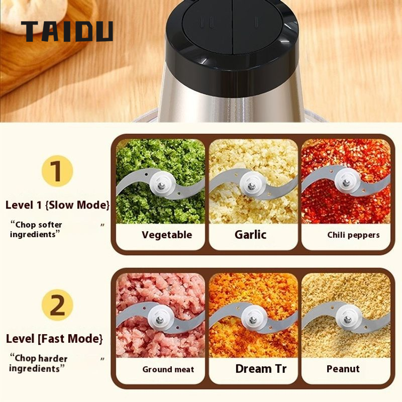 TAIDU Zhigao Meat Grinder Household Stainless Steel Electric Multi-Function Cooking Mixer Meat Stuffing Mashed Garlic Blender ราคา 667 บาท*ส่งฟรี