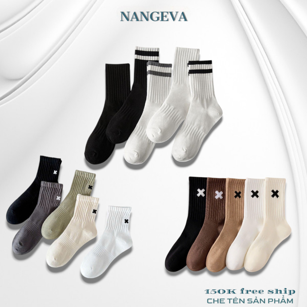 Combo Đôi Vớ Thể Thao Nam Edep Cotton Co Giãn, Cổ Ngắn, Khử Mùi, Thoáng Khí NANGEVA