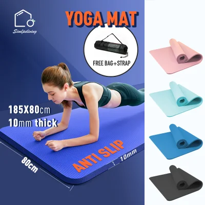 [SG Ready Stock]NBR 185*80CM Anti-slip yoga mat 10mm thickening and widening yoga mats beginner Home fitness exercise mat