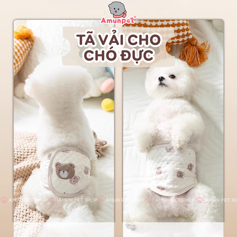 Bỉm tã vải cho chó đực quấn bụng tã quần sinh lý cho cún đực thú cưng dễ thương amun pet