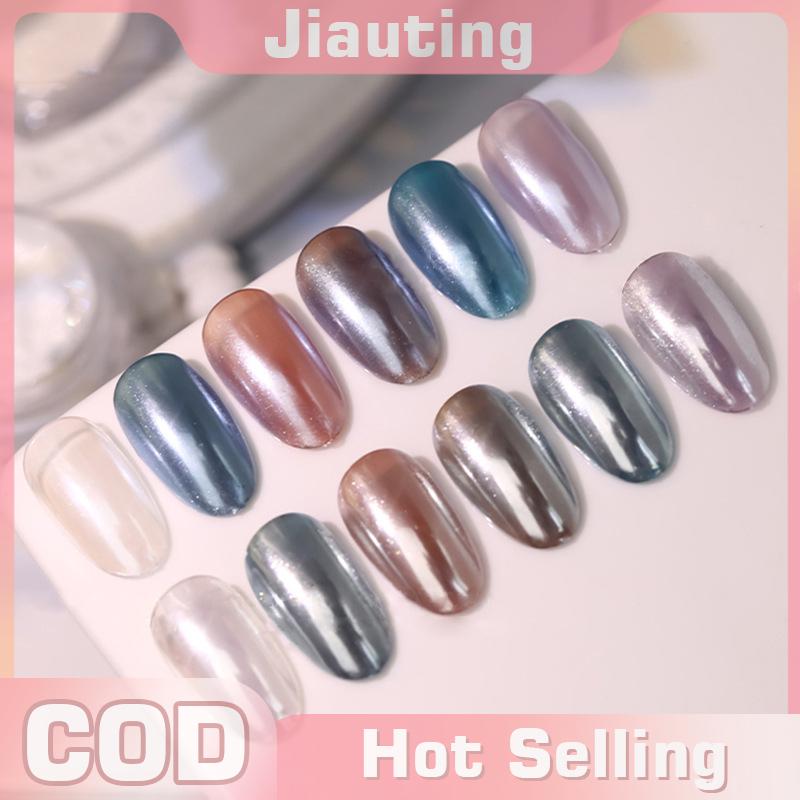 Jiauting 1 hộp Pearlescent trắng ngọc trai Sequins Shining Nail các bản vá lỗi Nhiều màu móng tay sơn trang trí phụ kiện