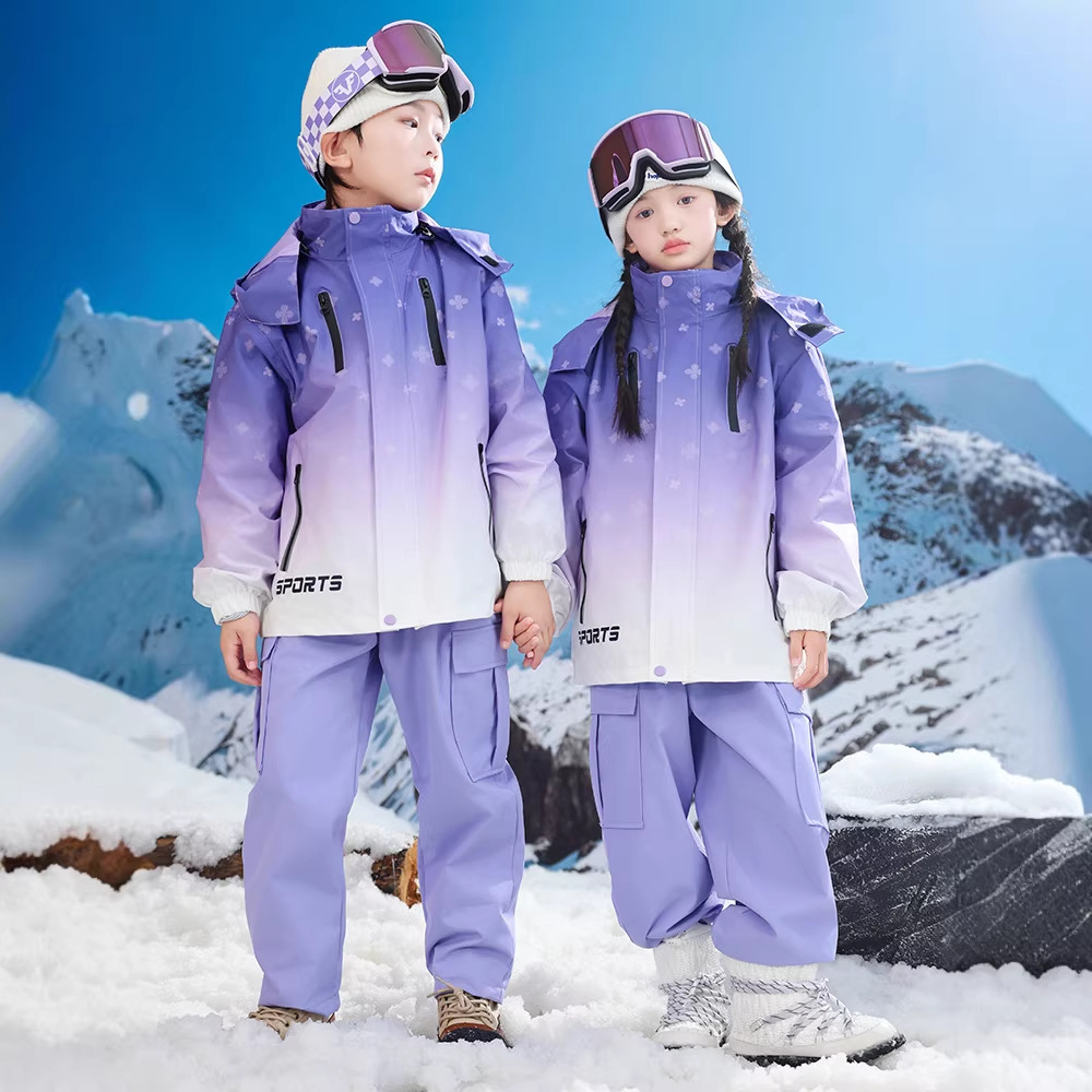 Bộ đồ trượt tuyết trẻ em bé trai và bé gái áo khoác Jacket ấm dày