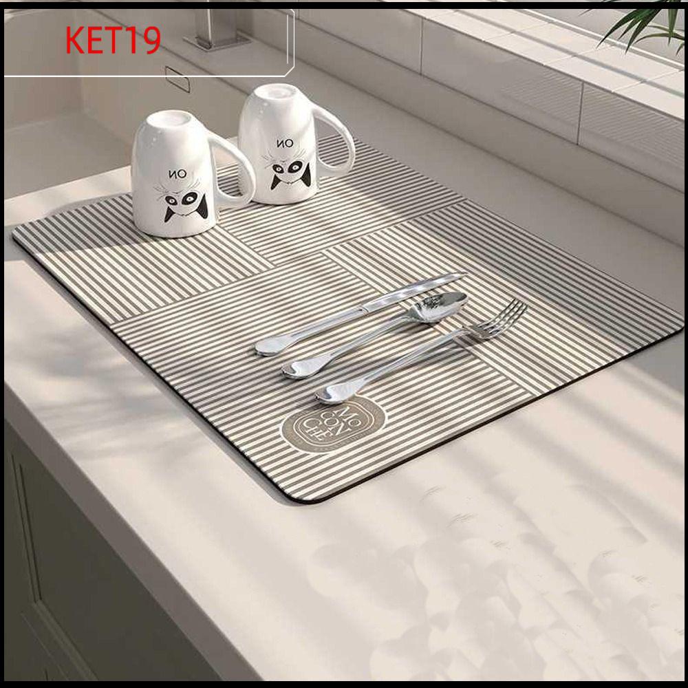 KET1P Họa tiết đa dạng Thảm thoát nước Phong cách tưởng tượng Có thể giặt Tấm lót Bộ đồ ăn Mới Có thể gập lại Thảm sấy