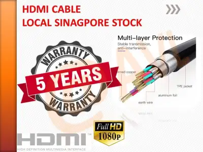 HDMI Cable 2k , Ver 1.4 , Local SINGAPORE Stock , FAST DELIVERY , AVL - HDMI Cable , Use in Major Project Locally , Available Length 1m , 1.5m , 2m , 3m , 5m , 10m & 15m