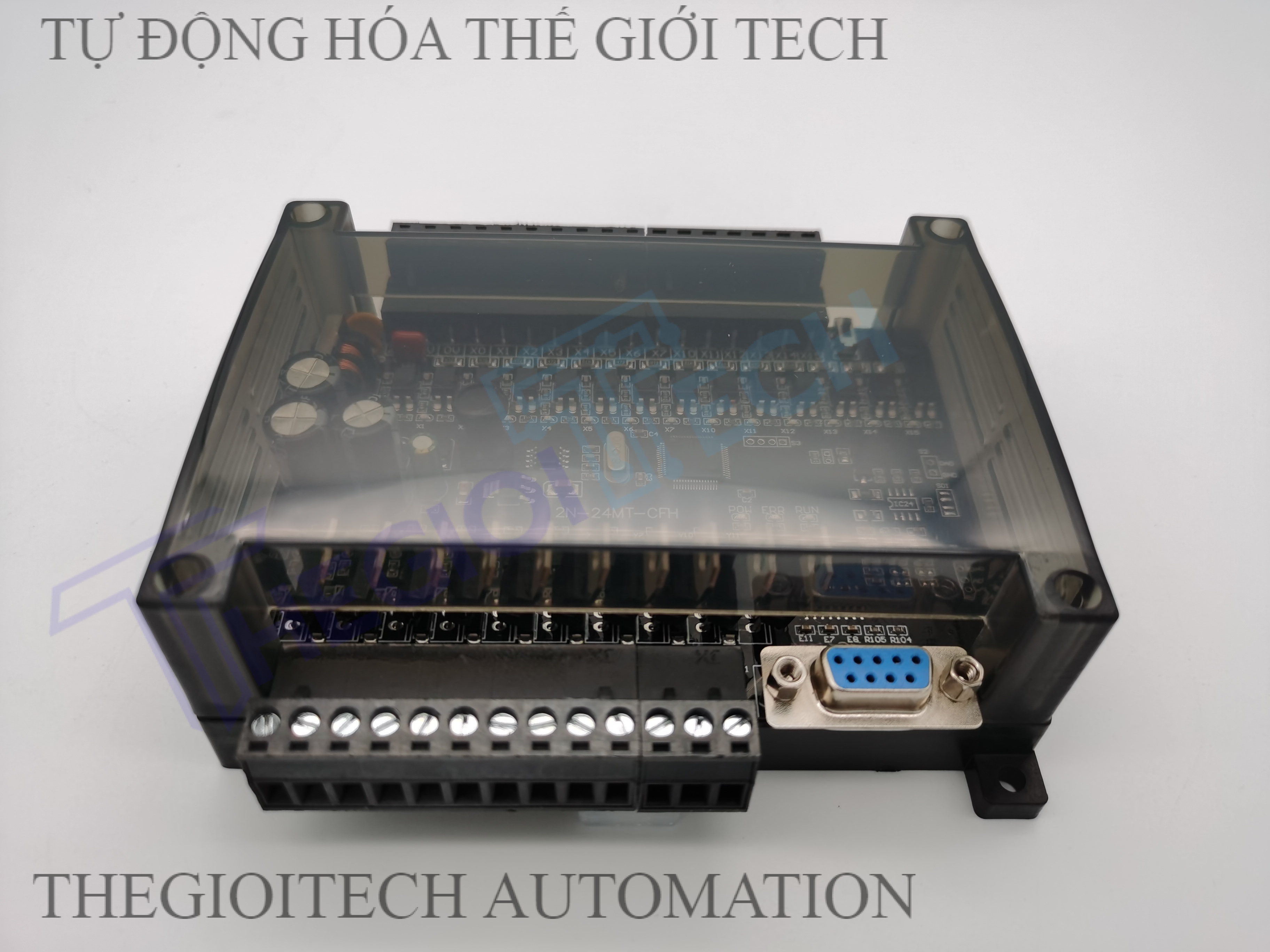 Board Lập Trình PLC HK HK2N FX2N 24MT 14 input 10 output transistor  24V TTL RS232, GX Works2 Mitsubishi - 24MT CFH VỎ