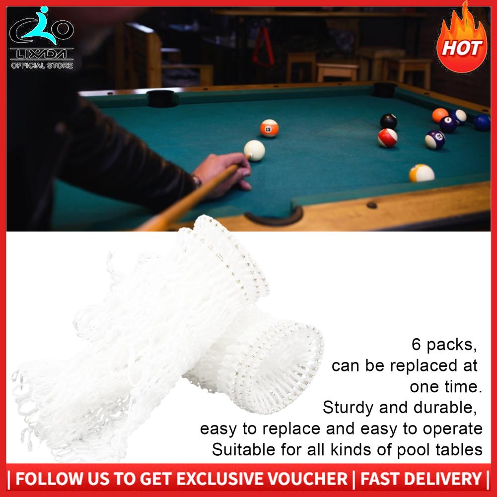 Lixada Billiards Net Dễ Dàng Hoạt bền chắc Trắng Nylon 7.2Cm Đường Kính 6 Miếng Một Gói bàn bi-da Web Cho Cũ Phụ Kiện Thay Thế