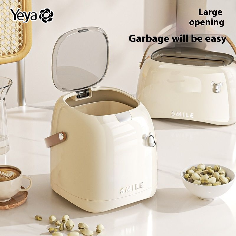 YEYA Thùng rác tái chế để bàn thùng rác có nắp đậy kín thùng lưu trữ mini thùng rác nhỏ thùng vệ sinh mặt bàn xô vệ sinh hai lớp
