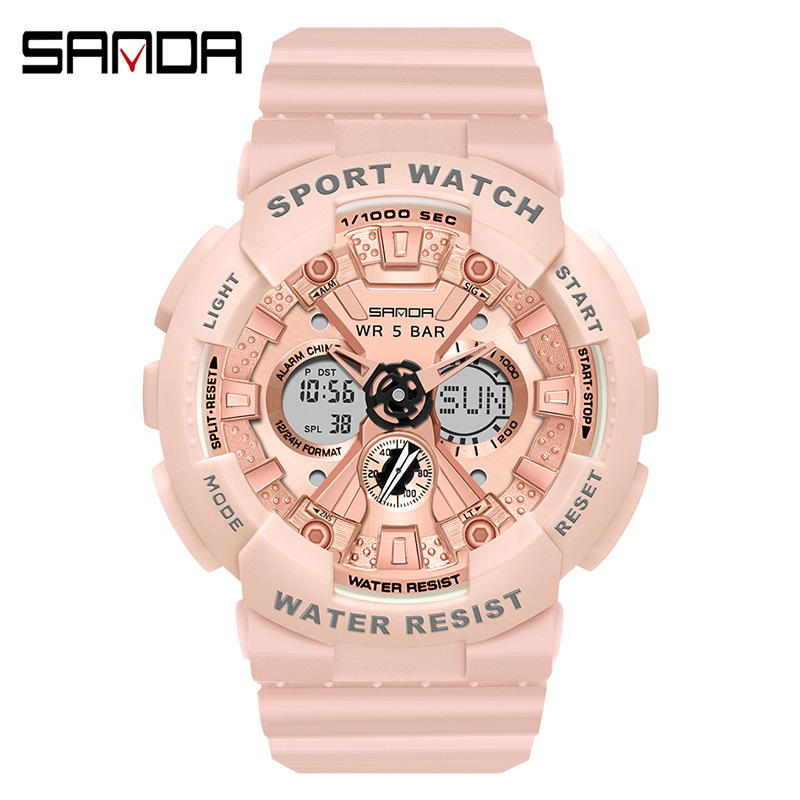 Sanda 6068 Watch Men's Electronic Watch Middle School Student Youth Couple Sports Personalized Trendy Double Display Man's And Woman's Watch