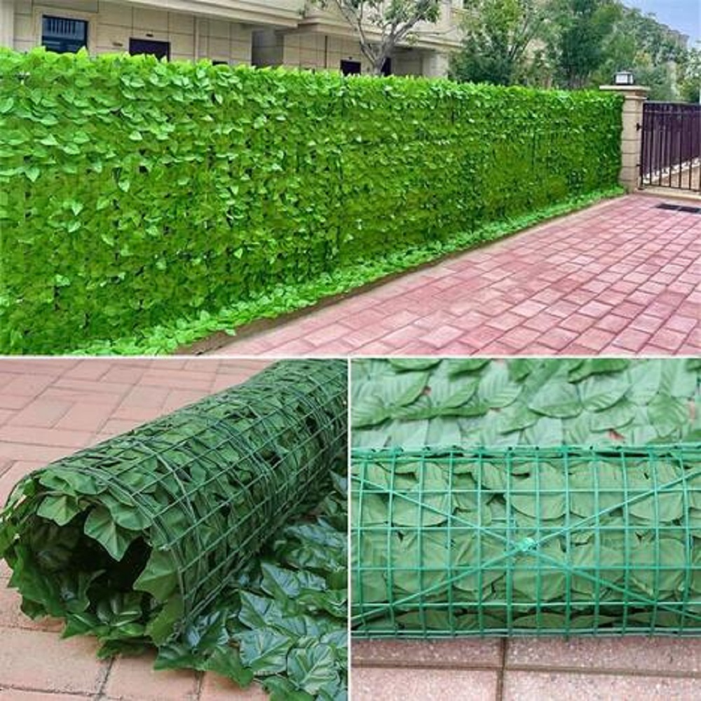 1m 3m Artificial Green Plant Leaves Wall Leaf Screening Roll UV Fade Protected Privacy Hedging Wall Landscaping Garden Fence Balcony Screen