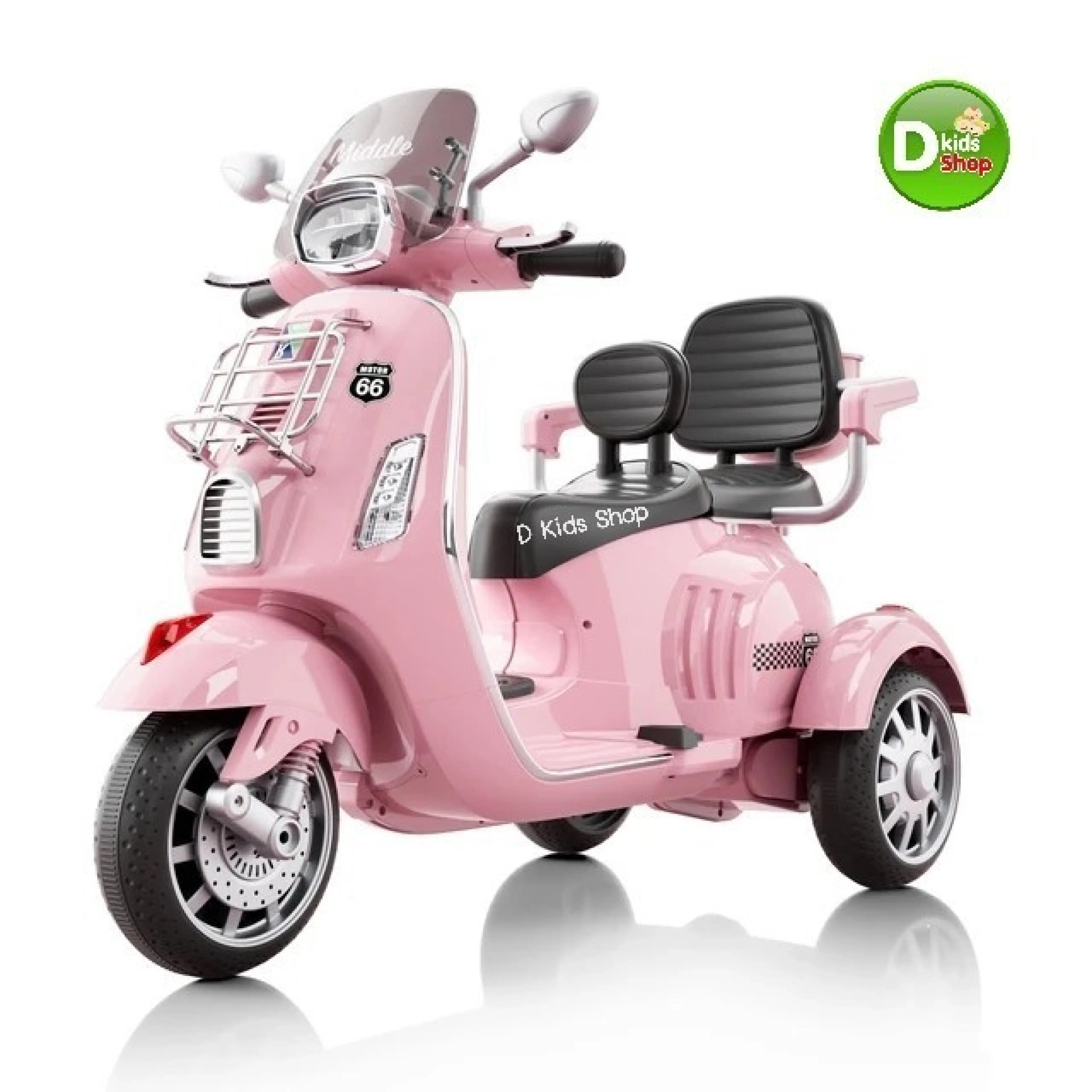 D Kids Children's Battery Car Children's Vespa, 2 Seats, Vespa Sprint, Complete Equipment, Toy, Battery-Powered Motorcycle No.1154