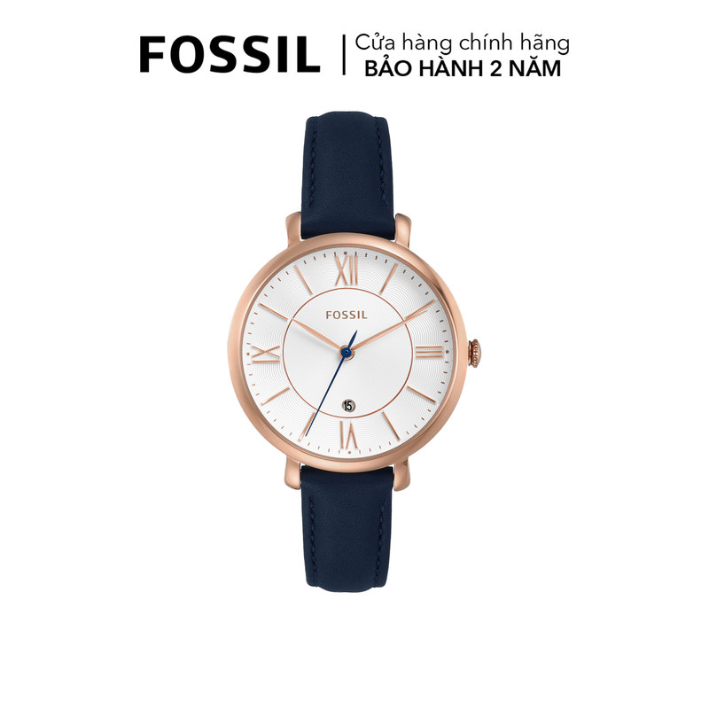 Đồng hồ nữ Fossil Jacqueline dây da, mặt 36 MM, màu xanh dương, ES3843