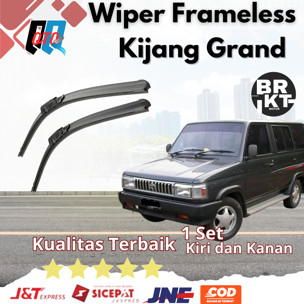 Wiper Mobil Toyota Kijang Grand Frameless 1 Set Kiri dan Kanan Tanpa Rangka Besi Harga 50,000 rupiah*Gratis Ongkir