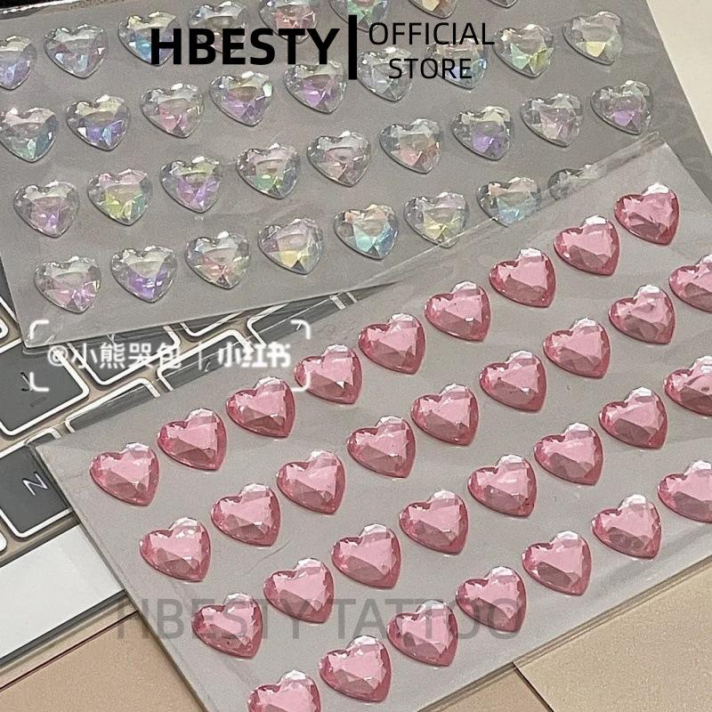 HBESTY Xiaohongshu love beautiful girl diamond laser colorful crystal mobile phone sticker decorative makeup girl sticker