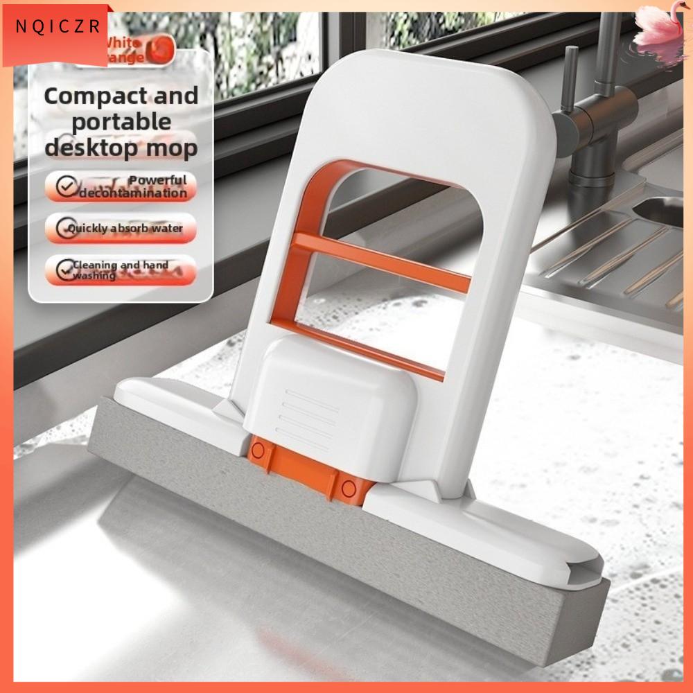 NQICZR mini Chổi lau bàn gấp gọn Dụng cụ lau bàn Bền bỉ Chổi lau nhỏ tiện lợi cho máy tính để bàn  Sử dụng ướt và khô Bọt rửa bàn cà phê