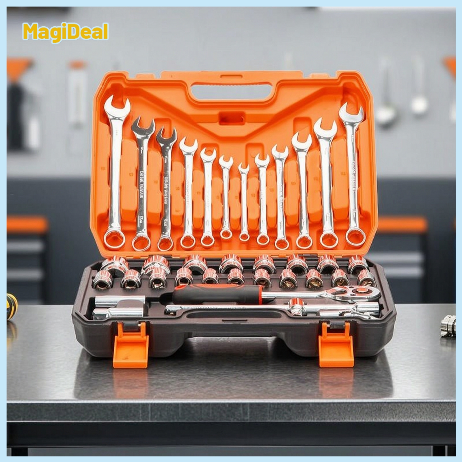 MagiDeal 37 Pieces Organized Automotive Repair Tool Kit Portable Car Tool Kit with Storage Case Travel-Friendly Socket and Wrench Set Compact for Mechanics, Roadside Emergency, Garage ราคา 5,945 บาท*ส่งฟรี