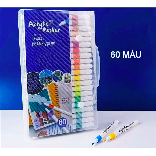 Bộ Bút Màu 60 Cây Bút Acrylic Cao Cấp Tô Trên Mọi Chất Liệu