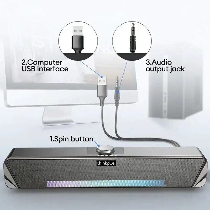 [Wntyd] bản gốc Lenovo ts33 kabel und Bluetooth 5,0 lautsprecher phim gia đình Loa âm thanh soundbar phát đều xung quanh (surround) âm thanh lautsprecher für schreibtisch loa siêu trầm cho máy tính