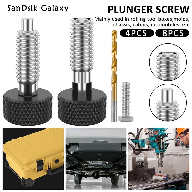 Sandslk Galaxy 4/8 cái Pít tông lò xo có thể thu vào tay khóa thép không gỉ ra M6 loại kẹp tháo nhanh Pít tông lò xo có thể thu vào tay mạnh mẽ M6 loại kẹp tháo nhanh