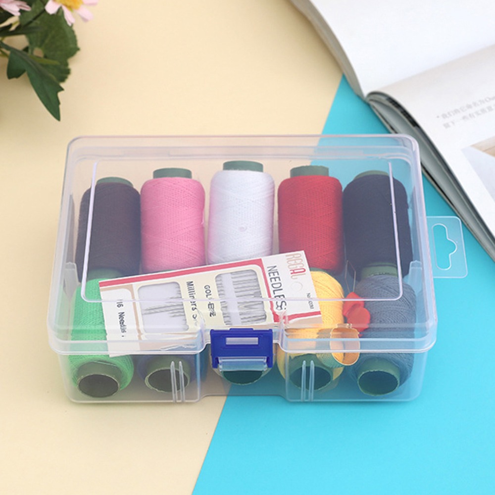 FUDESHE ด้ายสิบสี ชุดเย็บผ้า พร้อมกล่องเก็บของ ทำเอง ชุดเข็มและด้าย ทนทาน ชุดด้ายเย็บ สำหรับงานเย็บผ้าควิลท์ งานปัก และงานฝีมือ