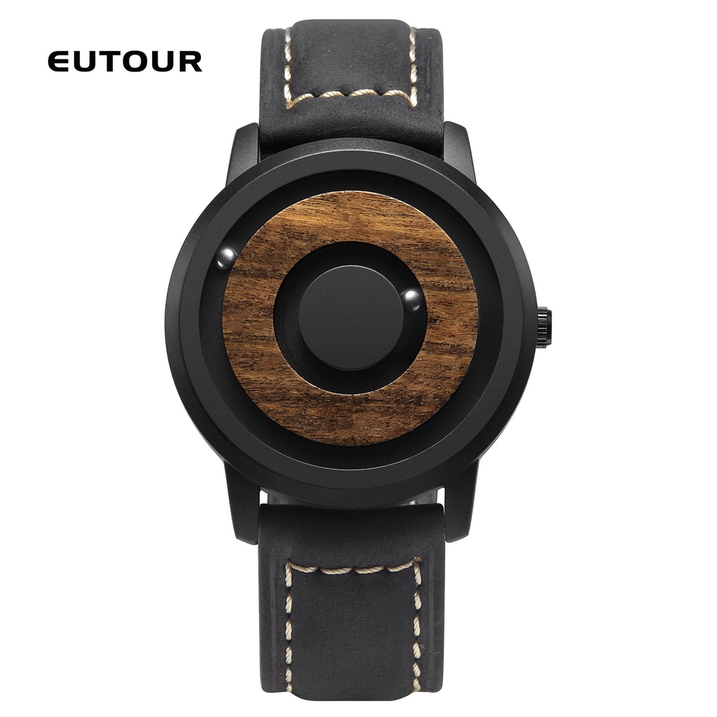 Eutour phong cách mới Đồng hồ nam mặt số bằng gỗ đơn giản bóng thép từ thời trang đồng hồ cách điệu song song kẹp giữ bóng thép Nam bán chạy đồng hồ thạch anh e019