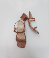 Agatha in Tan - 2 inch Heels Sandals Square Front