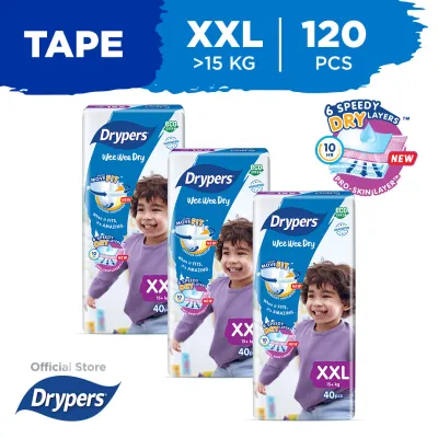 Drypers Wee Wee Dry XXL 40S X 3 Packs (15+Kg) 120 Pcs/Box