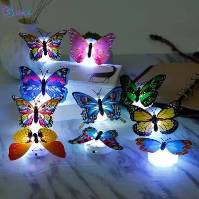 Discount【Suke】{fast shipping}10PCS Colorful Changing Butterfly LED Night Light Lamp Home Room Party Wall Decor Wedding Party Decorative Led Lights - intl