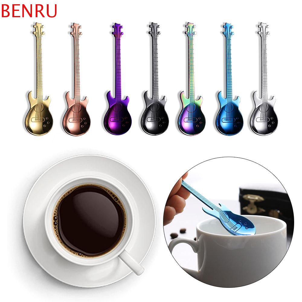 Nhạc muỗng cà phê thép không gỉ muỗng cà phê Cà Phê Muỗng cà phê hình dạng đàn guitar benru sáng tạo muỗng đường muỗng cà phê