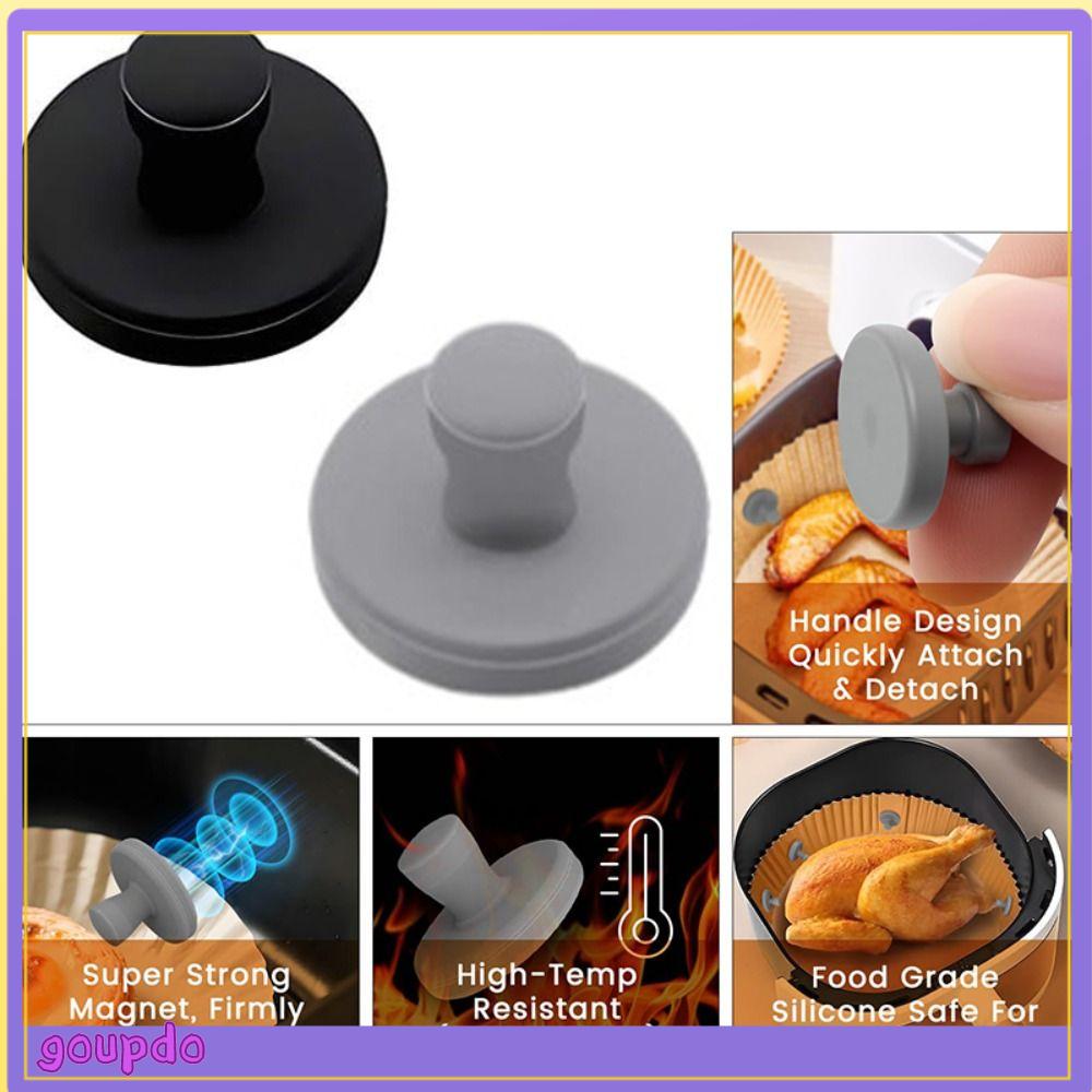 GOUPDO 1PC Ngăn ngừa cháy Khóa silicone cho nồi chiên không khí Khóa an toàn Chịu nhiệt cho nồi chiên không khí Di động Có thể tái sử dụng Kẹp cho nồi chiên không khí Phụ kiện nồi chiên không khí