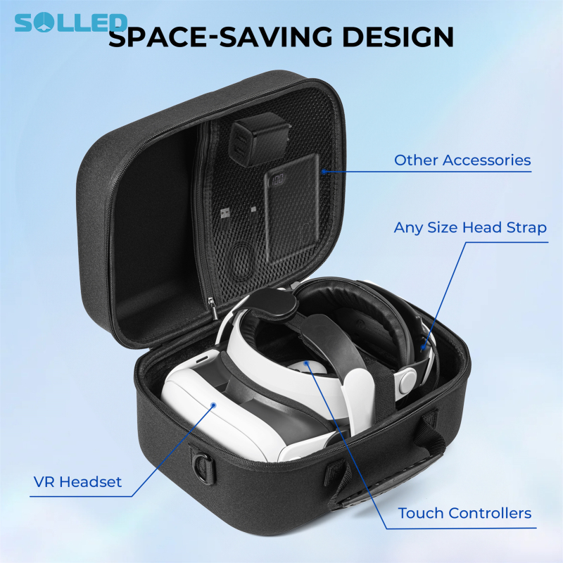 Carrying Storage Case Lightweight Portable Protection Anti-collision Travel Case Compatible For Meta Quest 3 VR Headset