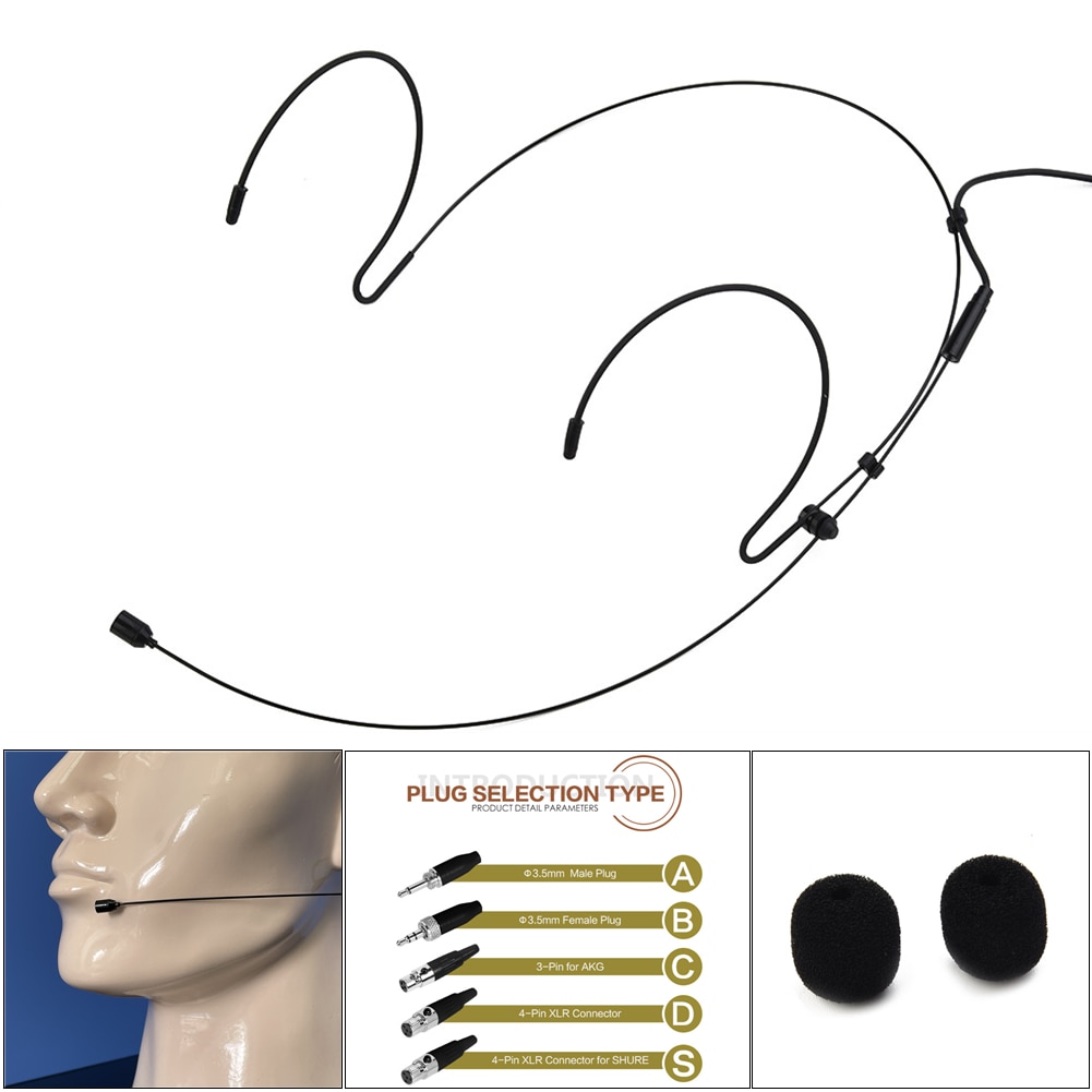Đôi tai nghe dạng móc mic Micro đeo tai cho Sennheiser cho shure không dây với 2 * Microphone Bìa