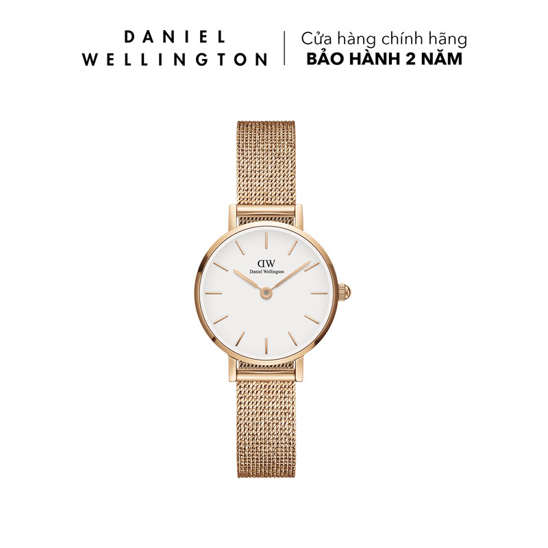 Đồng hồ Nữ Daniel Wellington dây lưới - Petite Melrose mặt trắng - vỏ vàng hồng - 24, 28, 32, 36 mm