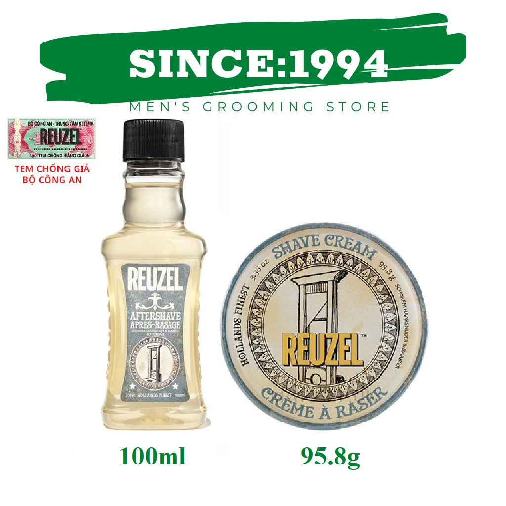 COMBO Kem cạo râu + Dầu dưỡng da sau cạo Reuzel Shave Cream 95.8g + AfterShave 100ml