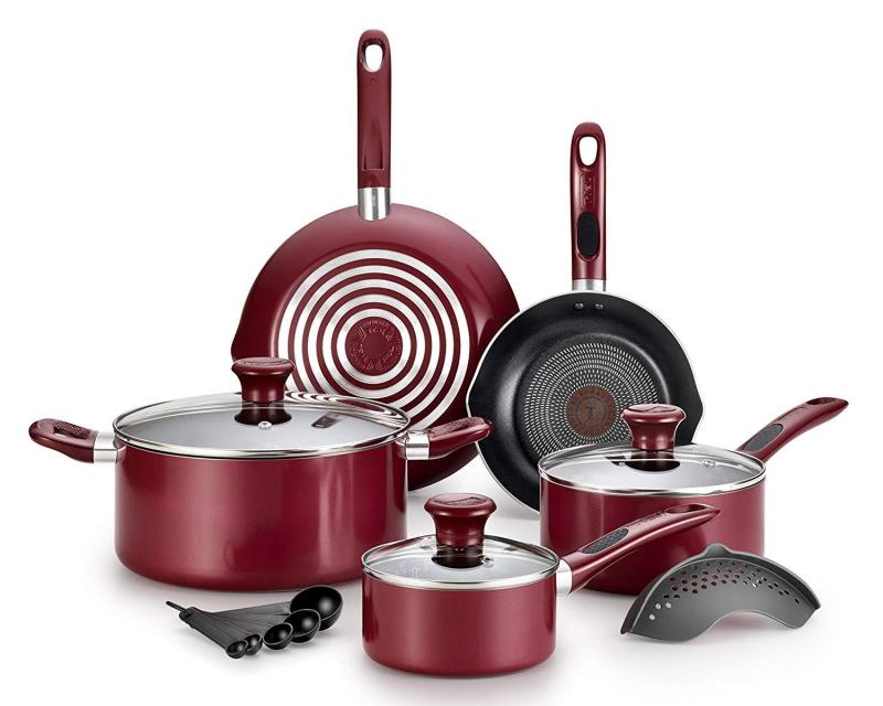 T-fal Excite ProGlide Nonstick Thermo-Spot Heat Indicator Dishwasher Oven Safe Cookware Set, 14pc RED (Will arrive in 7-15 working days)(SG Seller) Singapore