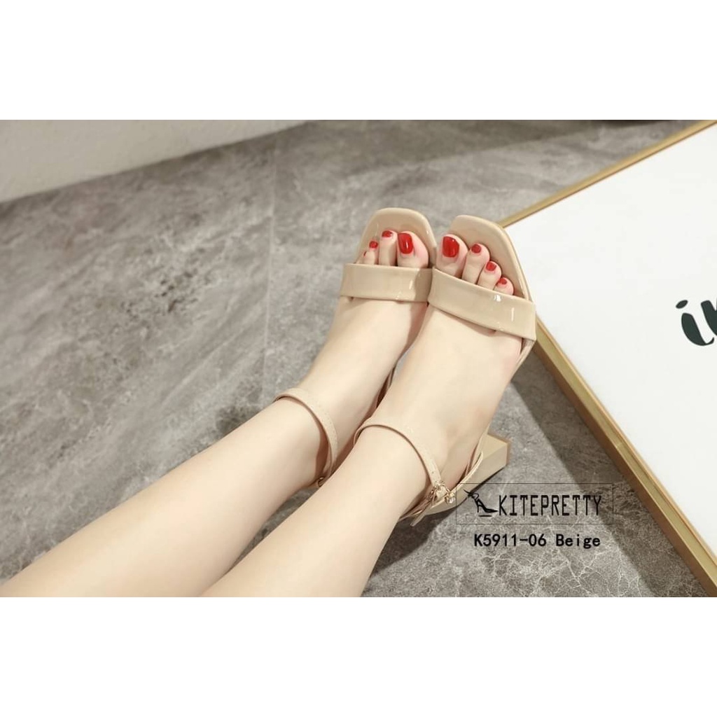 รองเท้าส้นสูงรัดส้น รองเท้าส้นเหลี่ยมสูง หนังแก้ว สายคาดหน้าKipretty พร้อมส่ง ราคา 415 บาท*ส่งฟรี