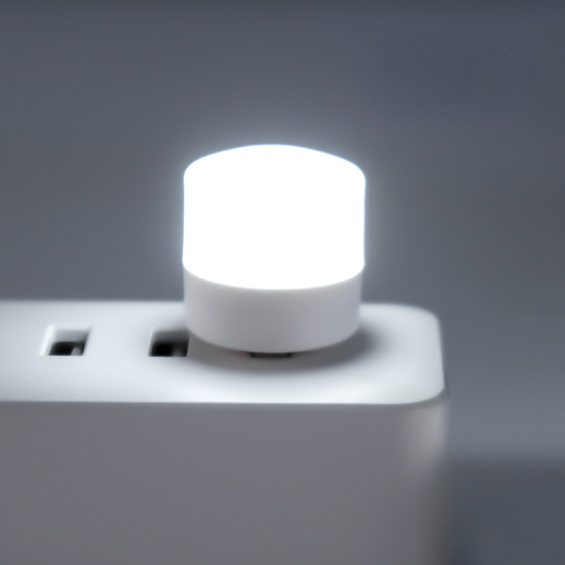 USB Mini Night Light Ambient LED Light Creative Portable Small Round Light Plug-in USB Light Student Eye Protection Lamp White Light 1W 5V