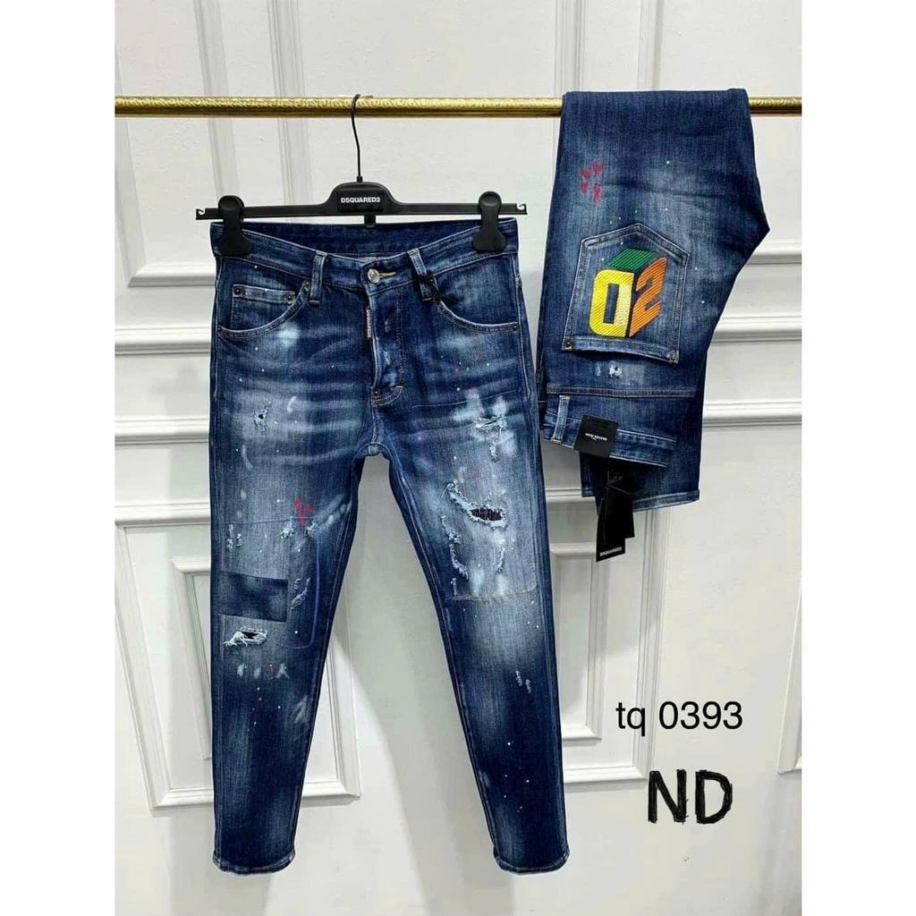 Quần Jean nam rách xước phối hoạ tiết chữ cao cấp mẫu mới phong cách trẻ trung lịch lãm chuẩn shop HH_STOREE MS0393,Eo:34