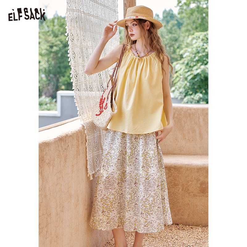 ELFSACK Summer New Arrivals Sleeveless Vest Half Skirt Two-Piece Set For Women ราคา 1,519 บาท*ส่งฟรี