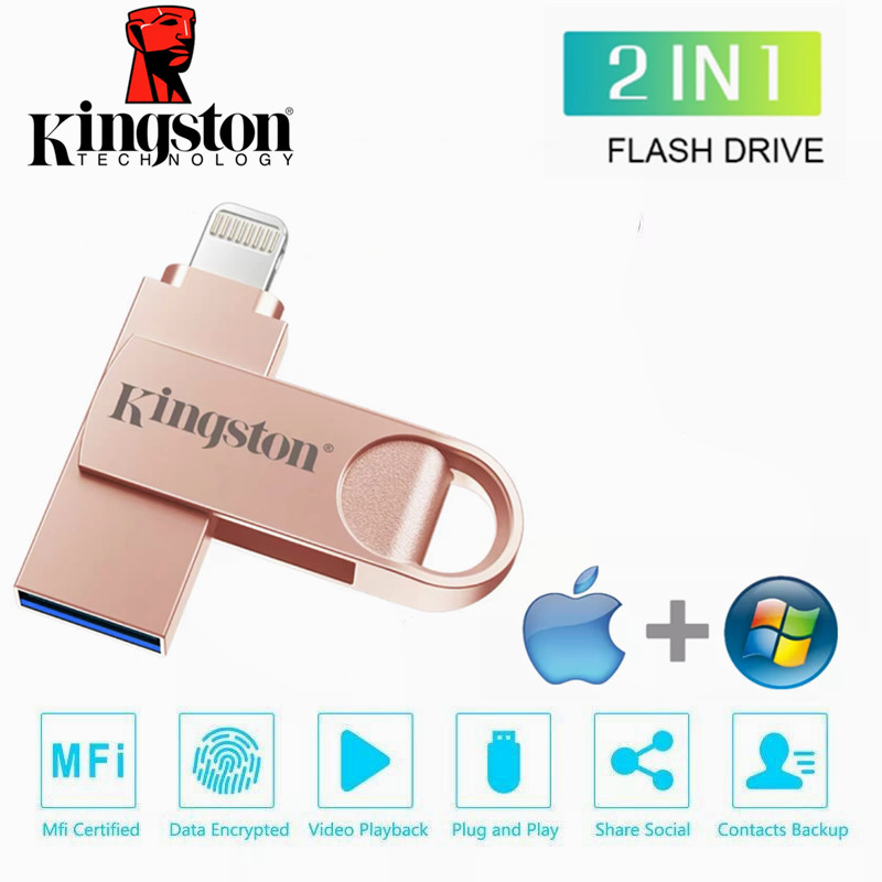 Kingston USB OTG ổ đĩa flash 256GB 512GB 1TB thẻ nhớ cho iPhone 14/13/12/11/7/iPad Lightning Pendrive