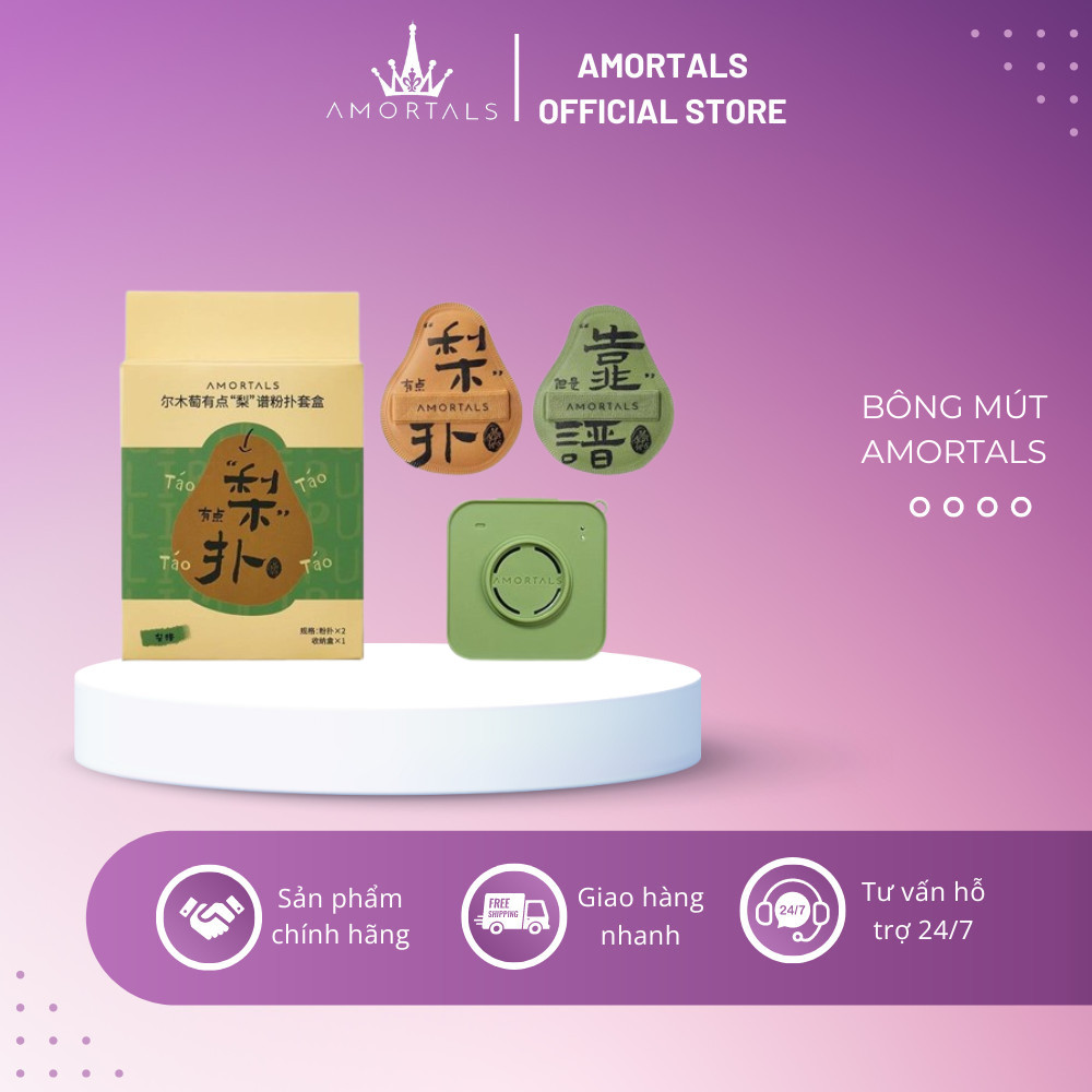 Bông mút trang điểm amortals chính hãng siêu mềm dễ tán kem nền hình quả lê mút phấn cao cấp dành cho nữ