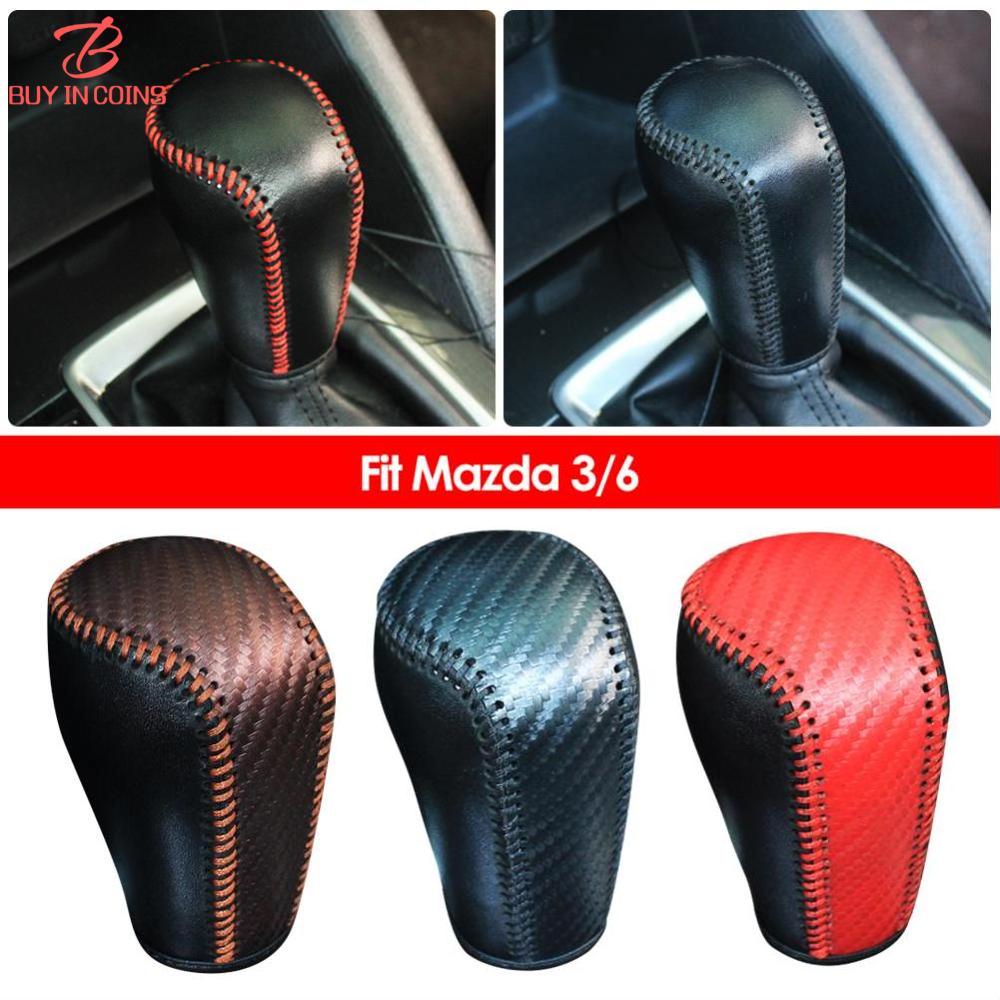 BC PU Car Carbon Fiber Gear Shift Knob Cover for Mazda 3 Axela Atenza CX-5 CX3 CX-3 CX5 2015-2020 AT ราคา 170 บาท*ส่งฟรี