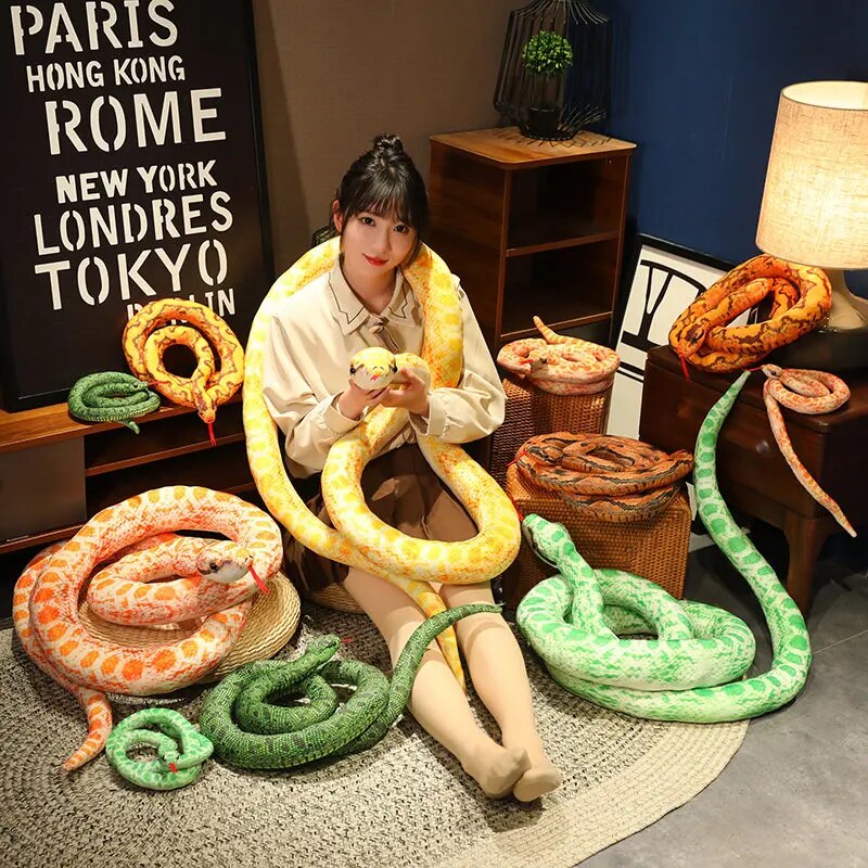 300cm mô phỏng Python rắn Thú nhồi bông khổng lồ BOA rắn hổ mang dài Thú nhồi bông rắn plushie Búp B