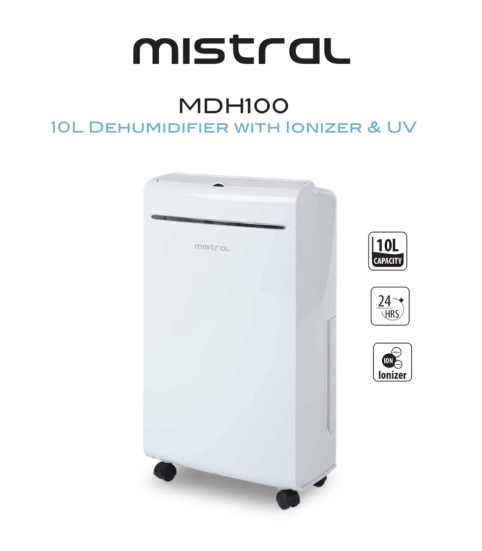Mistral 10L Dehumidifier with Ionizer & UV (MDH100) Singapore