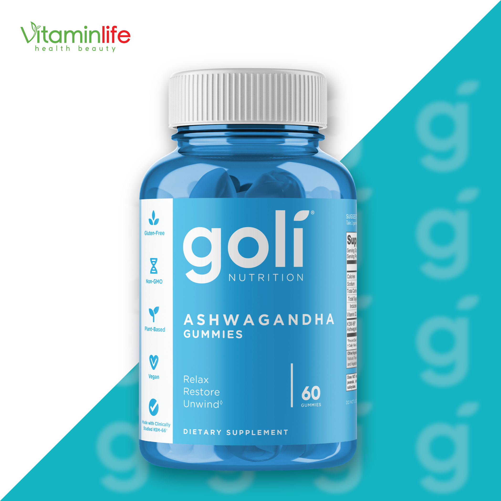 Kẹo Dẻo Nhân Sâm Goli Ashwagandha Gummies - Vitaminlife